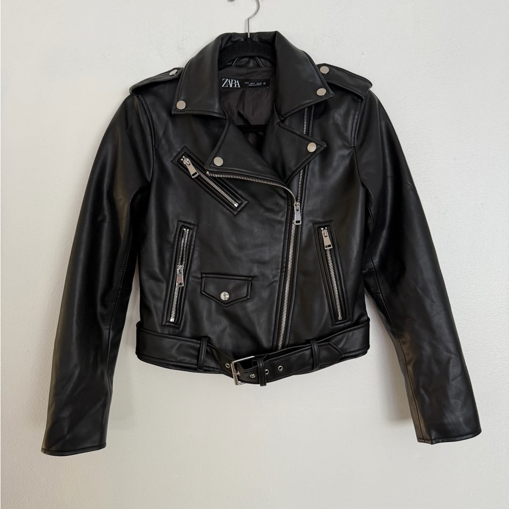 Zara Women's Black Biker Leather Jacket